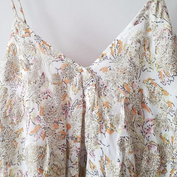 NWOT Zara floral printed boho-inspired sleeveless cami top w/ metallic fibre, XS - Picture 15 of 15